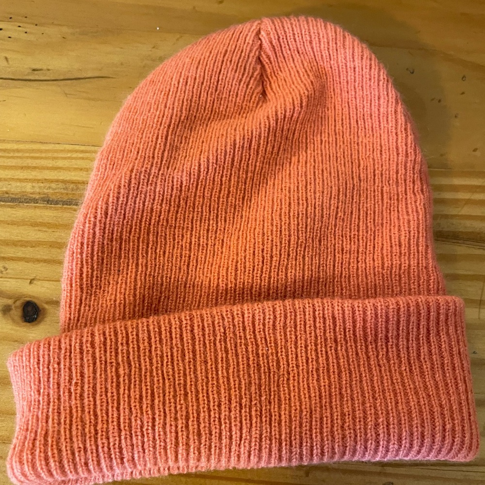 Orange Knit Beanie with Patch - Picture 2 of 2